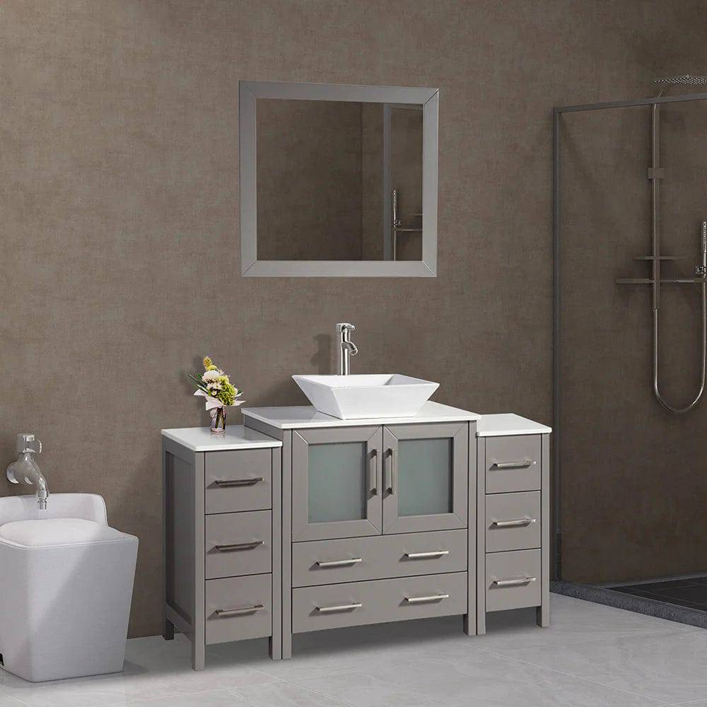 Ocean Royal 54 in. Gray Single Sink Vanity Set with 8 Drawers