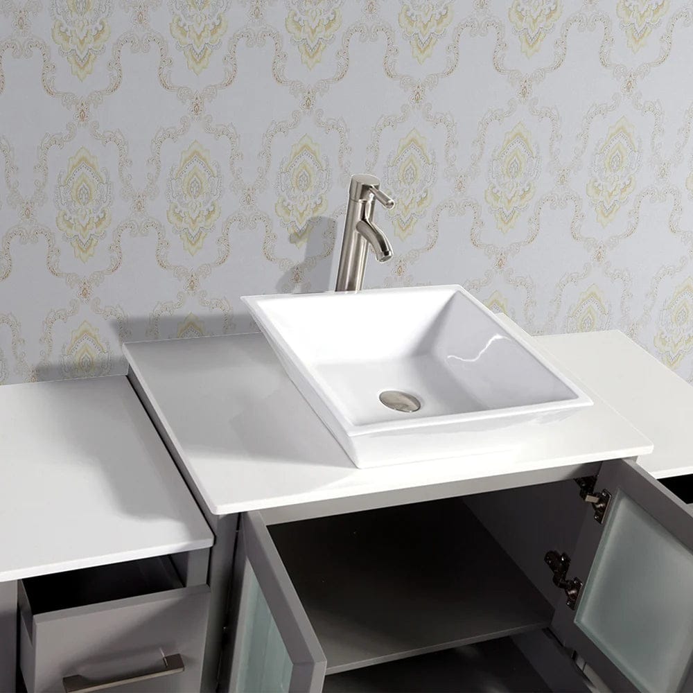 Ocean Royal 54 in. Gray Single Sink Vanity Set with 8 Drawers