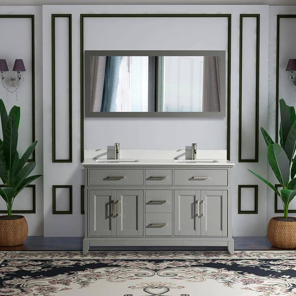 Ocean Royal 60 in. Gray Double Sink Vanity Set with Mirror