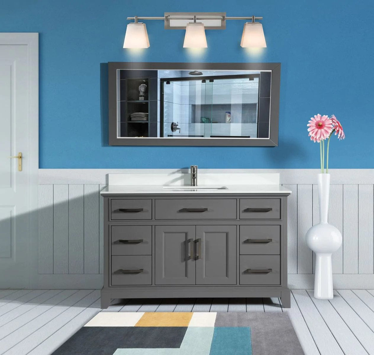 Ocean Royal 60 in. Gray Single Sink Vanity Set with Mirror