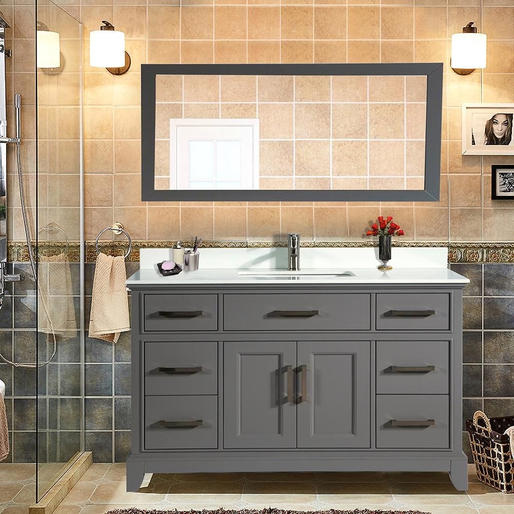 Ocean Royal 60 in. Gray Single Sink Vanity Set with Mirror