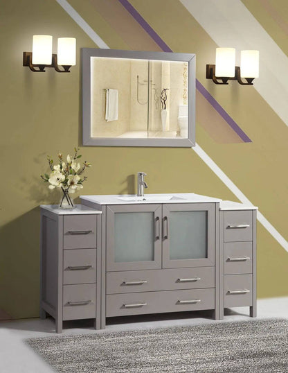 60 in. Single Sink Modern Bathroom Vanity Compact Set in Gray - Decohub Home