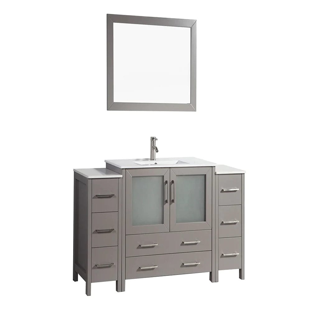 Conjunto de tocador de baño moderno compacto con lavabo individual de 60 pulgadas en gris