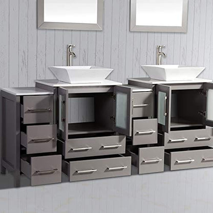 72 in. Double Sink Bathroom Vanity Combo Set in Gray - Decohub Home