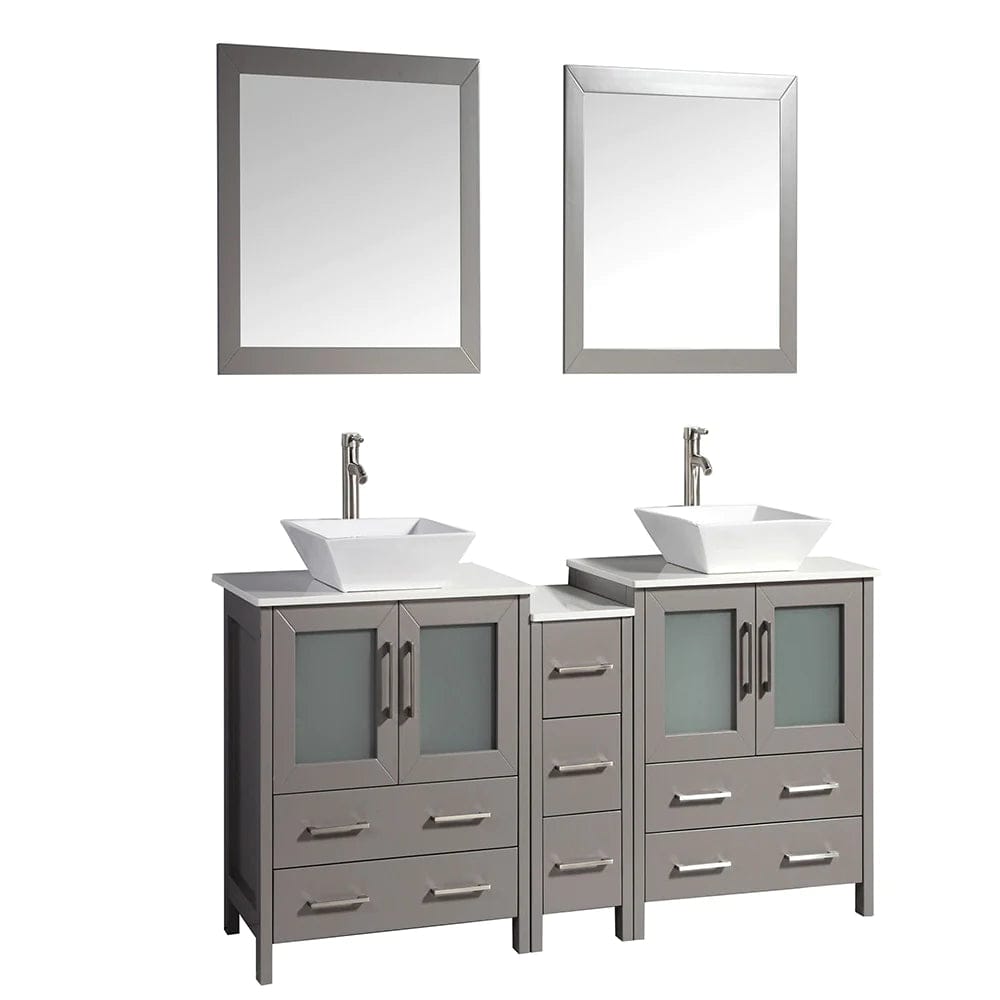 Ocean Royal 72 in. Gray Double Sink Vanity Set with 7 Drawers