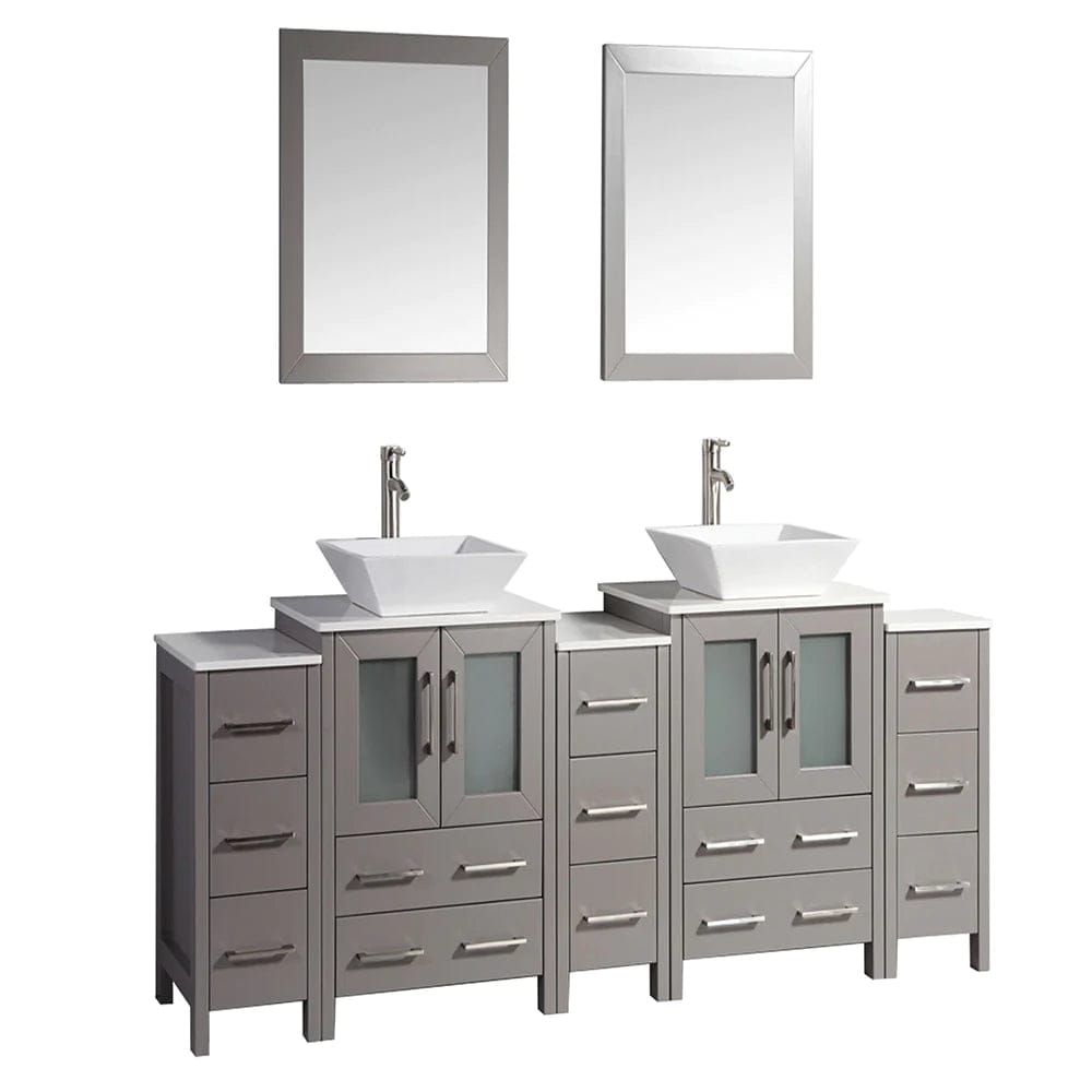 Ocean Royal 84 in. Gray Double Sink Vanity Set with 13 Drawers