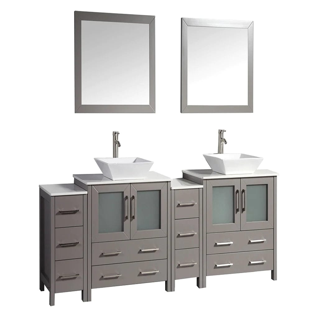 84 in. Double Sink Bathroom Vanity Combo Set in Gray with 10 Drawers