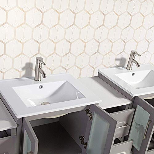 Ocean Royal 84 in. Gray Double Sink Vanity with 13 Drawers