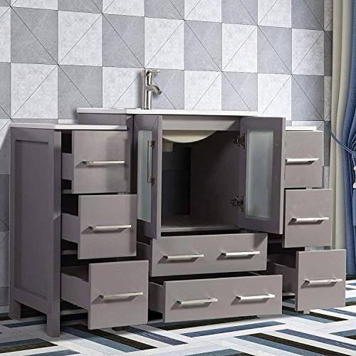 Ocean Royal 84 in. Gray Double Sink Vanity with 13 Drawers