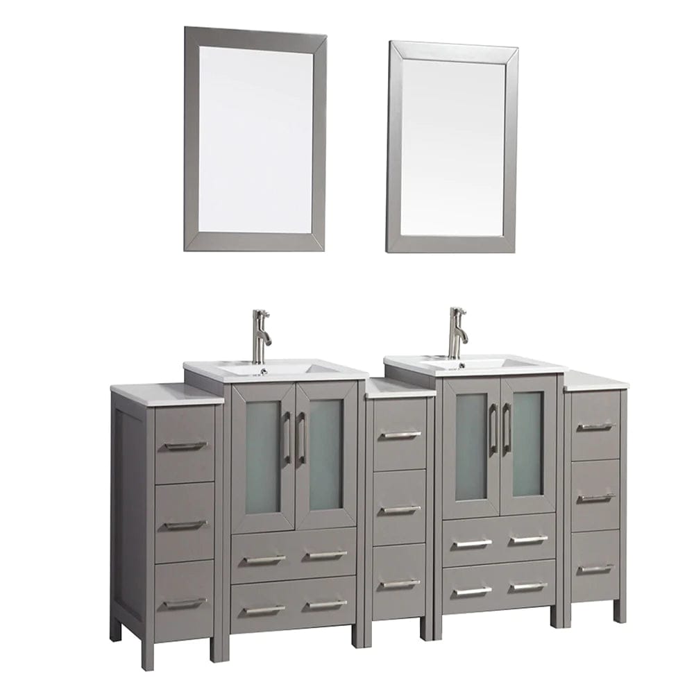 Ocean Royal 84 in. Gray Double Sink Vanity with 13 Drawers