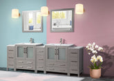 96 in. Double Sink Modern Bathroom Vanity Set in Gray - Decohub Home
