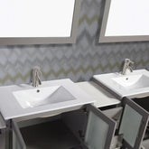 96 in. Double Sink Modern Bathroom Vanity Set in Gray - Decohub Home