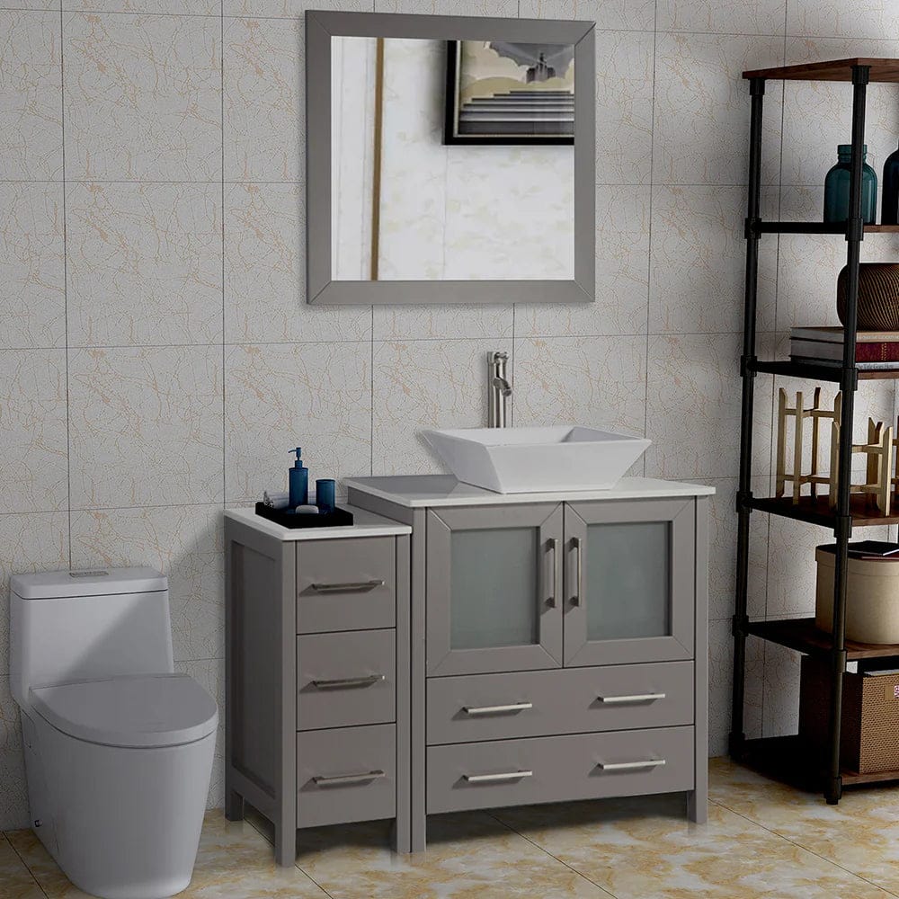 42 in. Single Sink Bathroom Vanity Combo Set in Gray