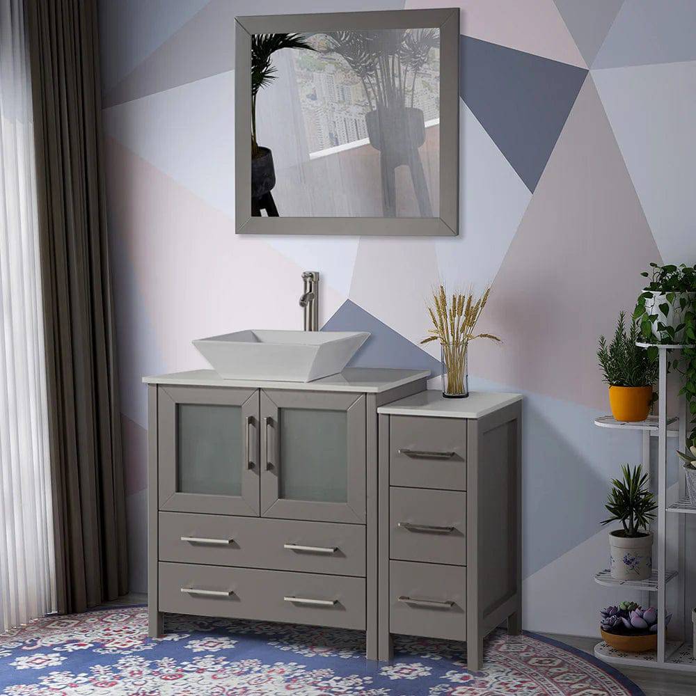 42 in. Single Sink Bathroom Vanity Combo Set in Gray