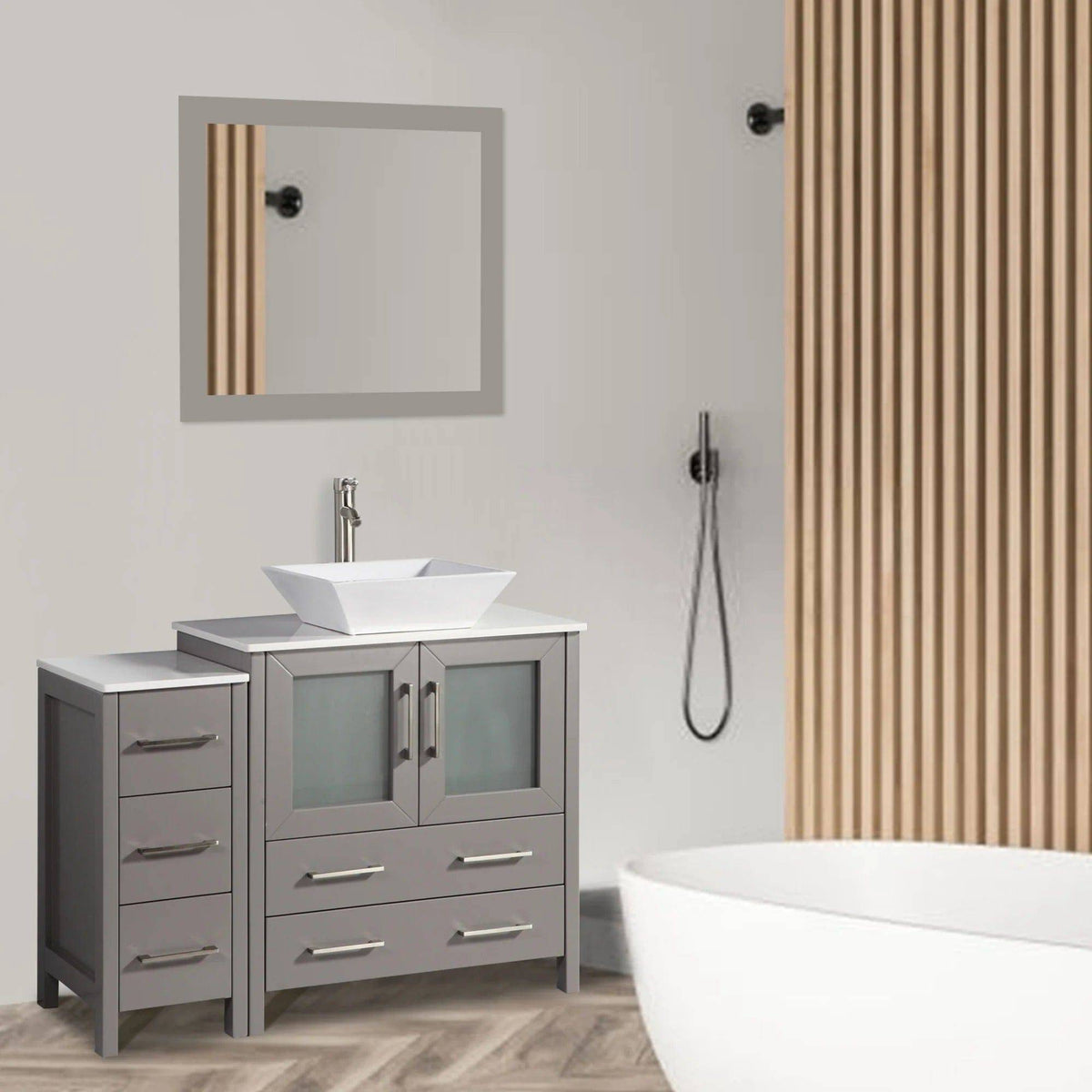 42 in. Single Sink Bathroom Vanity Combo Set in Gray