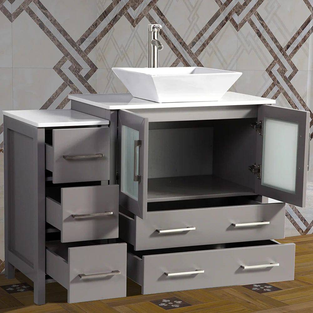 42 in. Single Sink Bathroom Vanity Combo Set in Gray