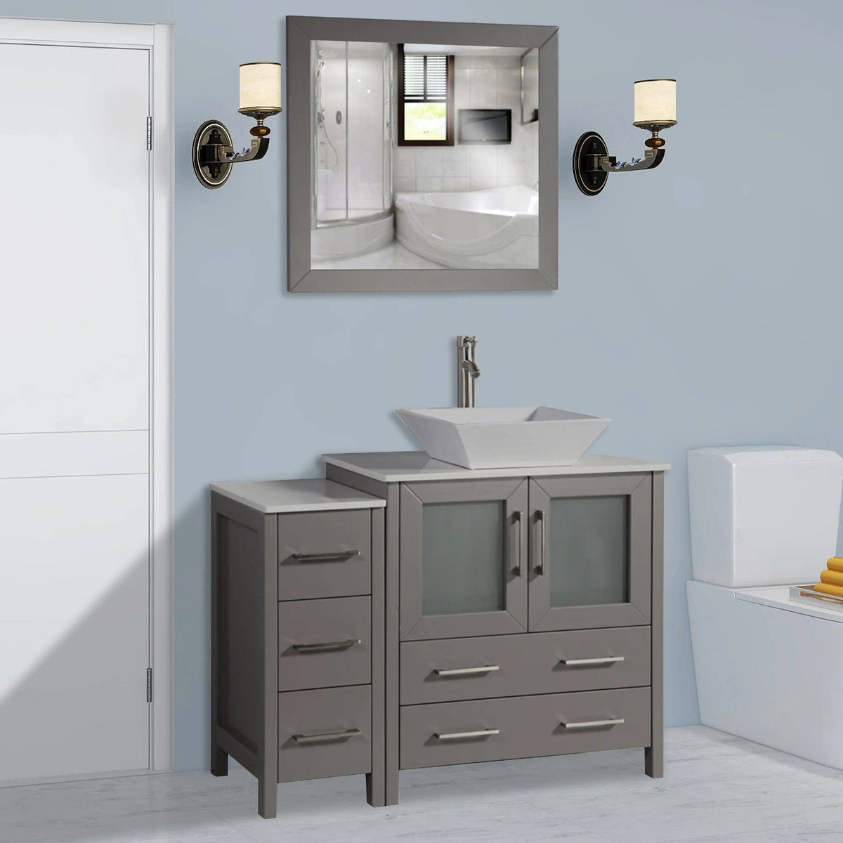 42 in. Single Sink Bathroom Vanity Combo Set in Gray