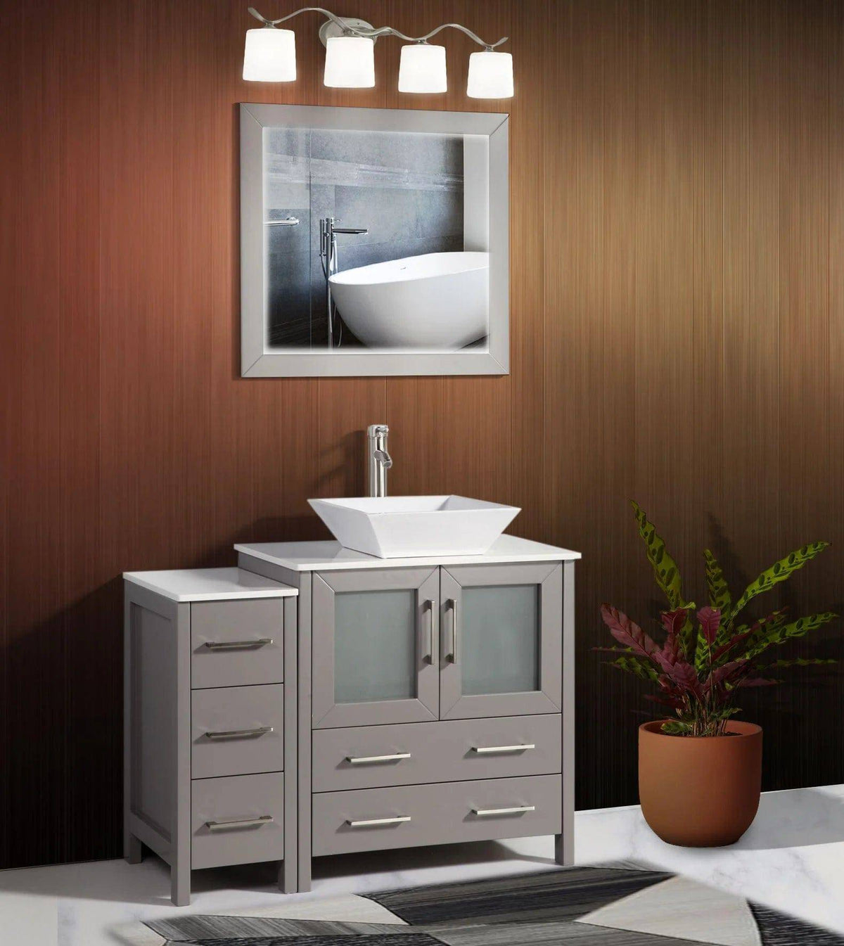 42 in. Single Sink Bathroom Vanity Combo Set in Gray