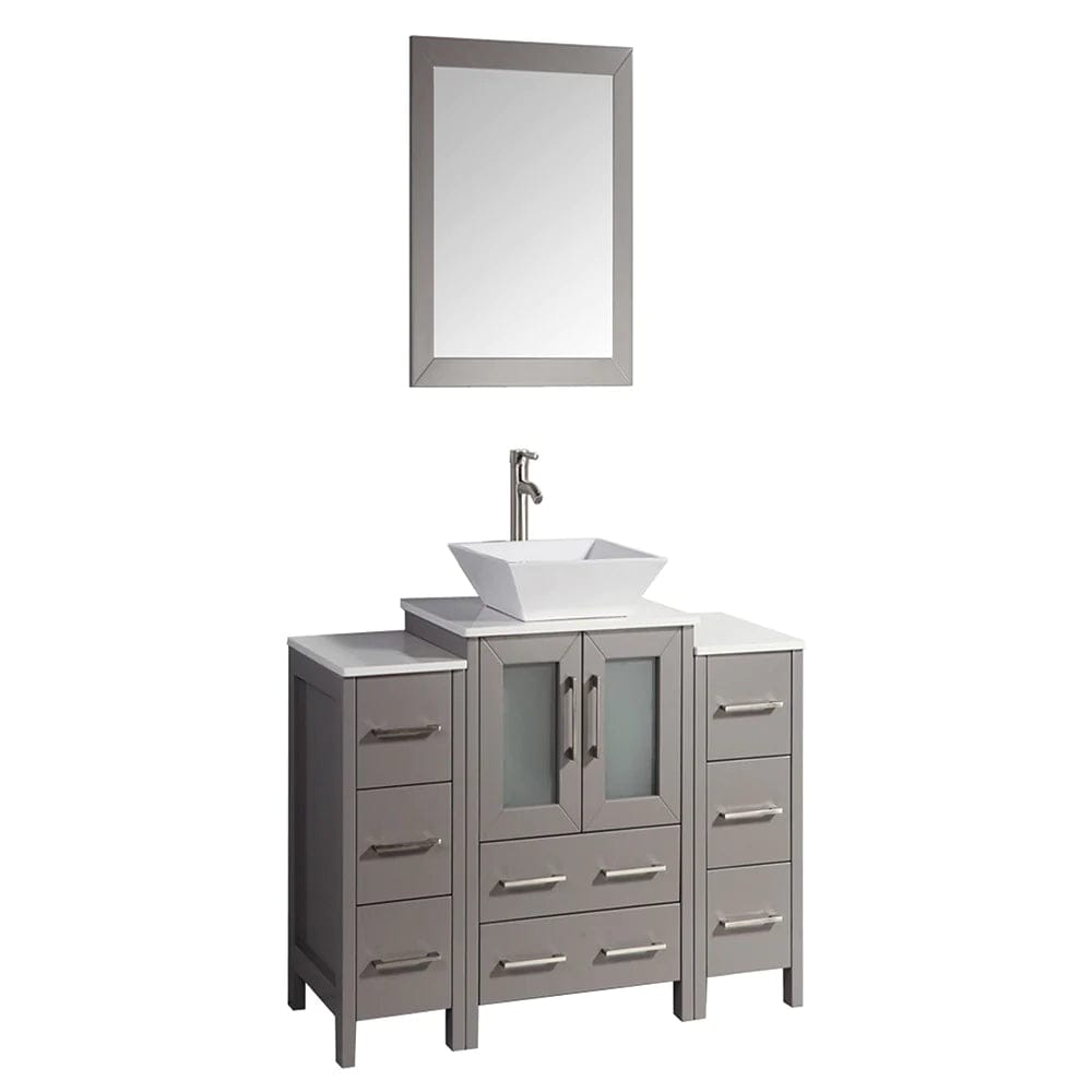Conjunto de tocador de baño con lavabo individual de 48 pulgadas en gris