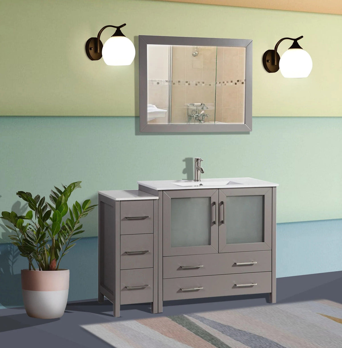 Ocean Royal 48 in. Gray Single Vanity Set with Mirror