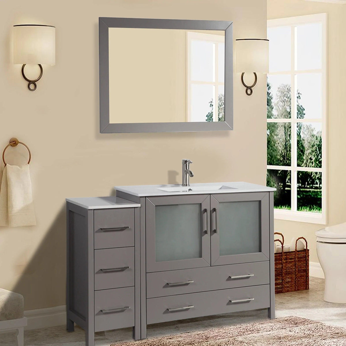 Ocean Royal 48 in. Gray Single Vanity Set with Mirror