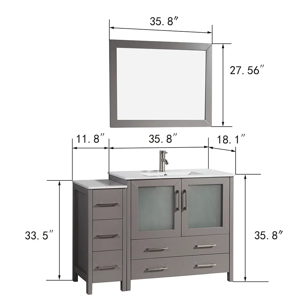 Ocean Royal 48 in. Gray Single Vanity Set with Mirror