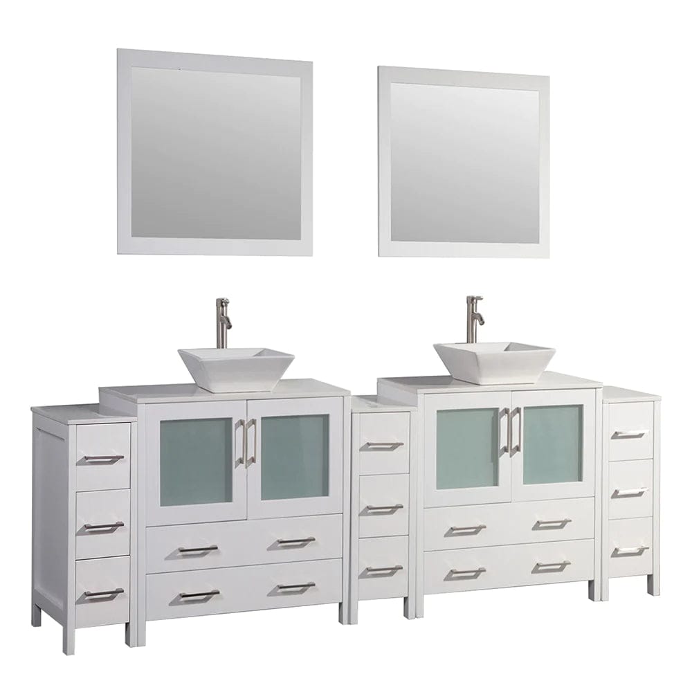 108 in. Double Sink Bathroom Vanity Combo Set in White