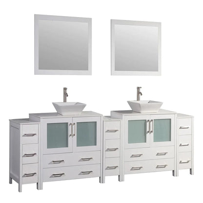 108 in. Double Sink Bathroom Vanity Combo Set in White - Decohub Home