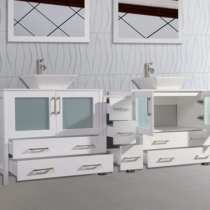 108 in. Double Sink Bathroom Vanity Combo Set in White - Decohub Home