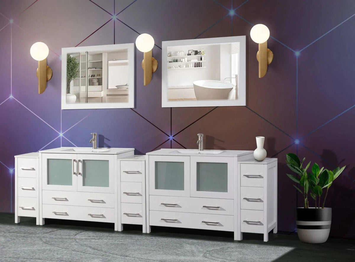 Ocean Royal 108 in. White Double Vanity Set with Two Mirrors