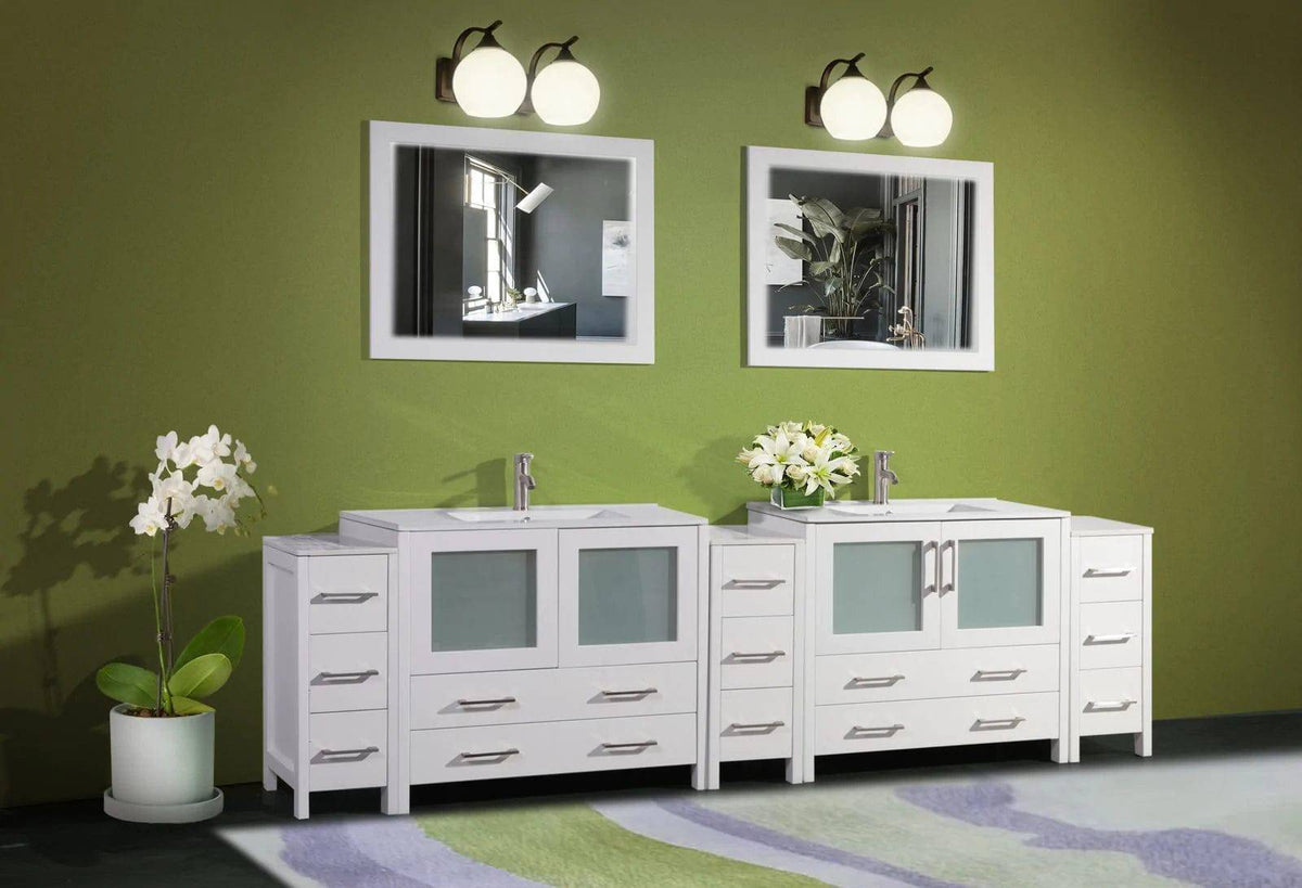 Ocean Royal 108 in. White Double Vanity Set with Two Mirrors