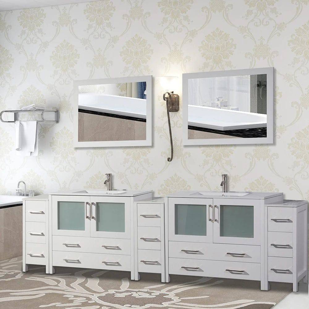Ocean Royal 108 in. White Double Vanity Set with Two Mirrors