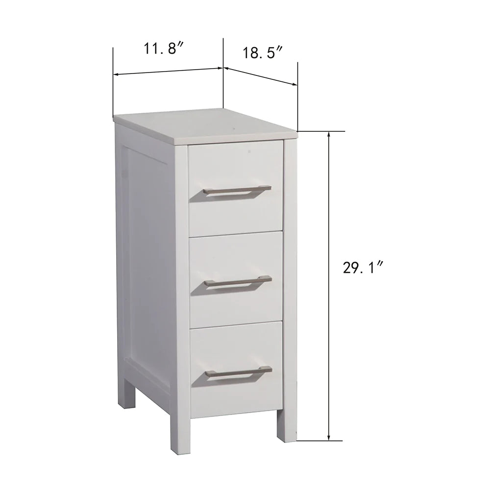Ocean Royal 12 in. White 3-Drawer Side Cabinet