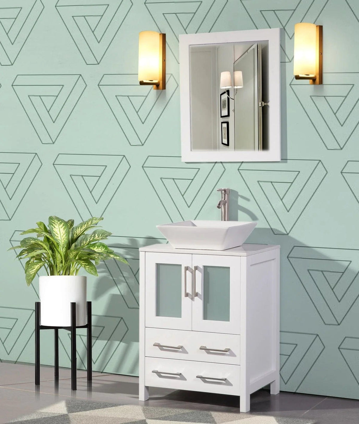 Ocean Royal 24 in. White Single Sink Vanity Set with 2 Drawers