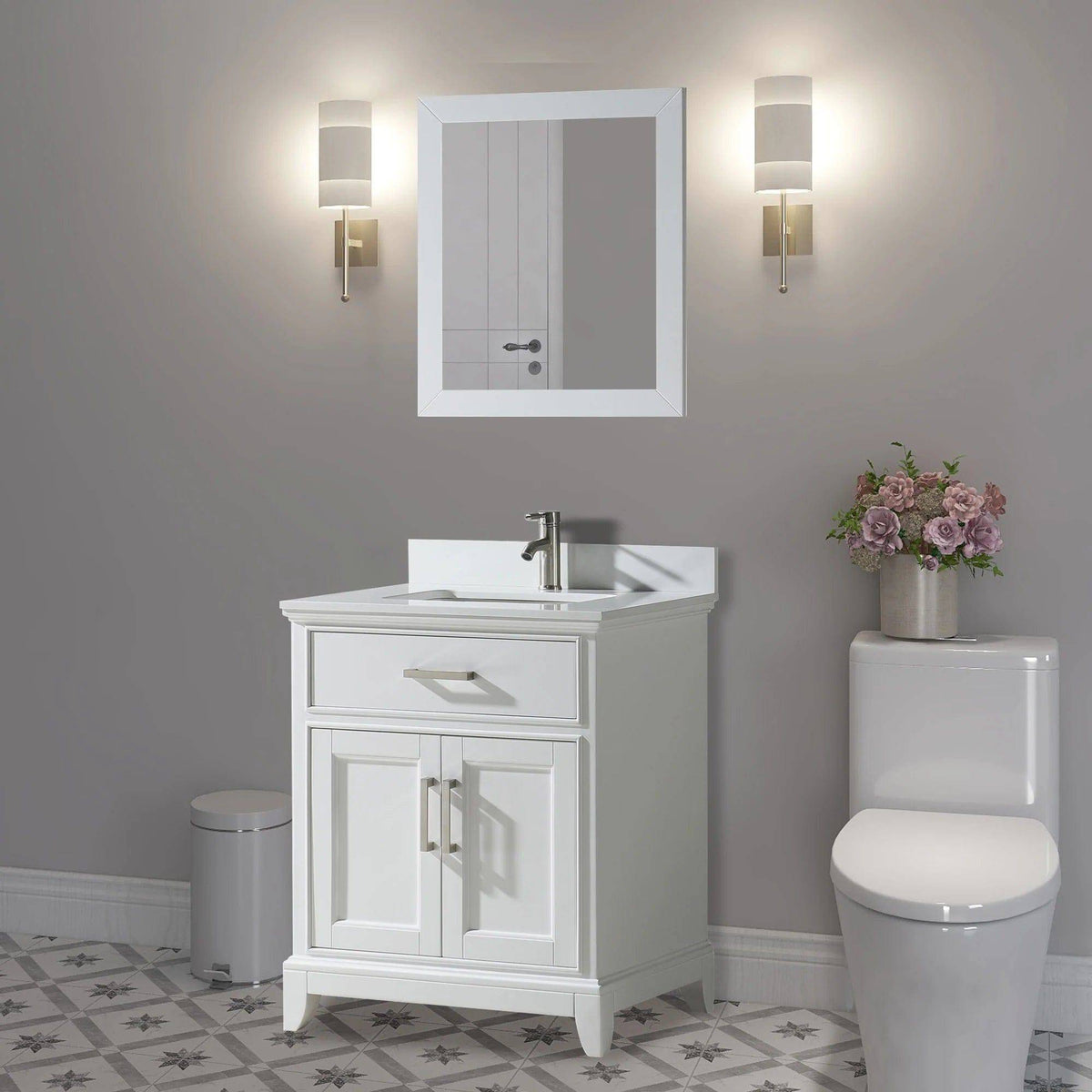 Ocean Royal 24 in. White Single Sink Vanity Set with Mirror