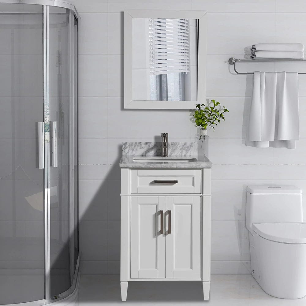 Juego de tocador de baño con lavabo individual de 24 pulgadas en color blanco