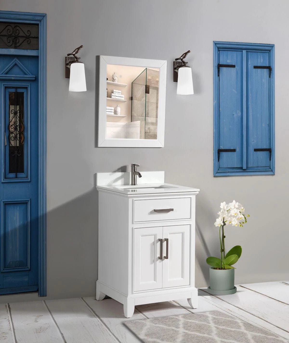Ocean Royal 30 in. White Single Sink Vanity Set with Mirror
