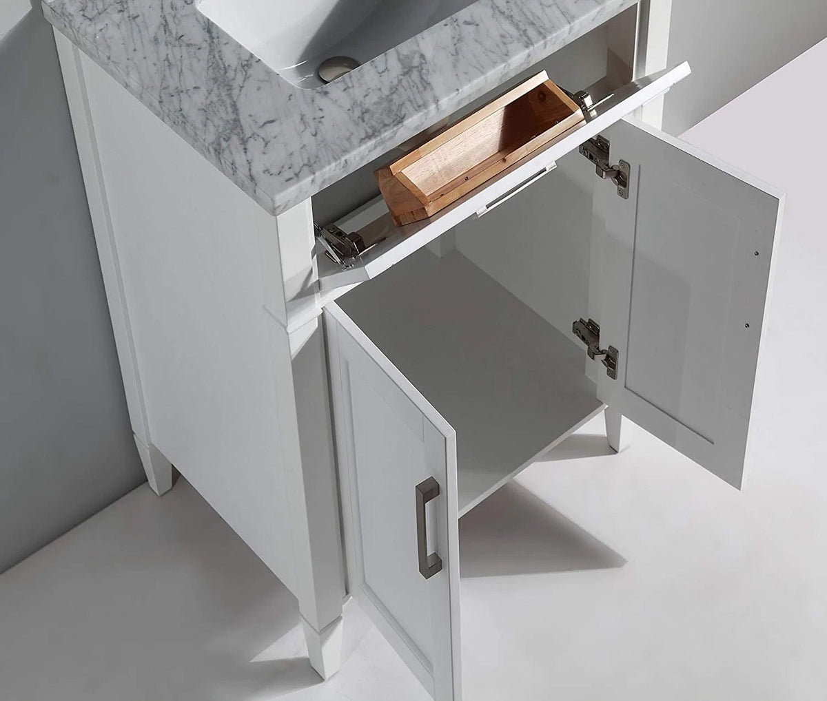 30 in. Single Sink Bathroom Vanity Set in White,Carrara Marble Stone Top - Decohub Home
