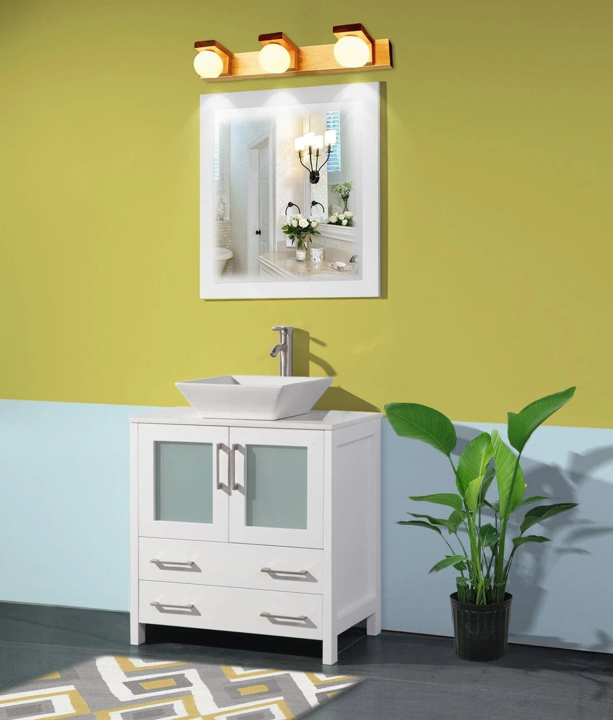 30 in. Single Sink Small Bathroom Vanity Set in White