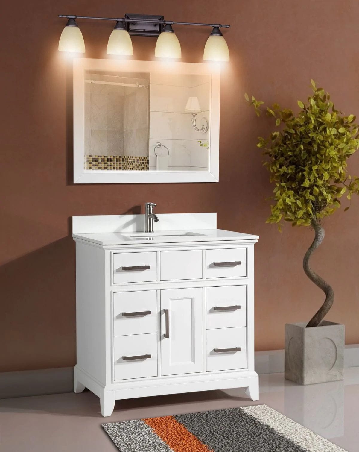 Ocean Royal 36 in. White Single Sink Vanity Set with Mirror