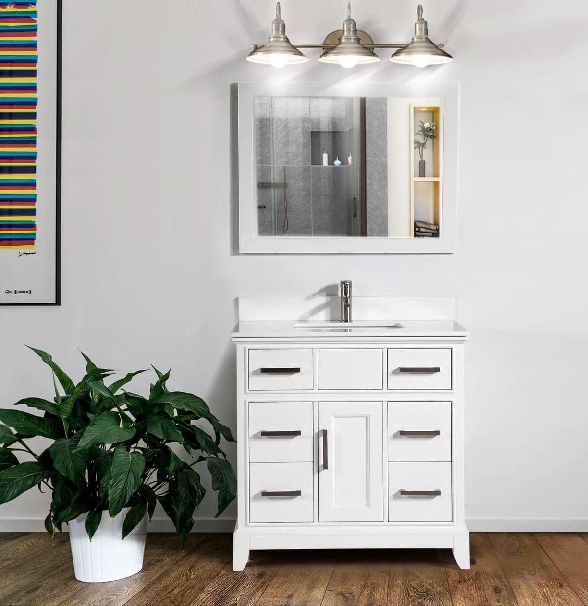 Ocean Royal 36 in. White Single Sink Vanity Set with Mirror