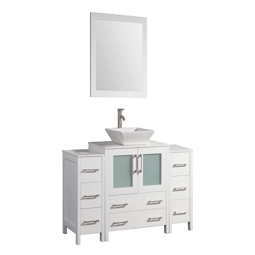 54 in. Single Sink Bathroom Vanity Combo Set in White