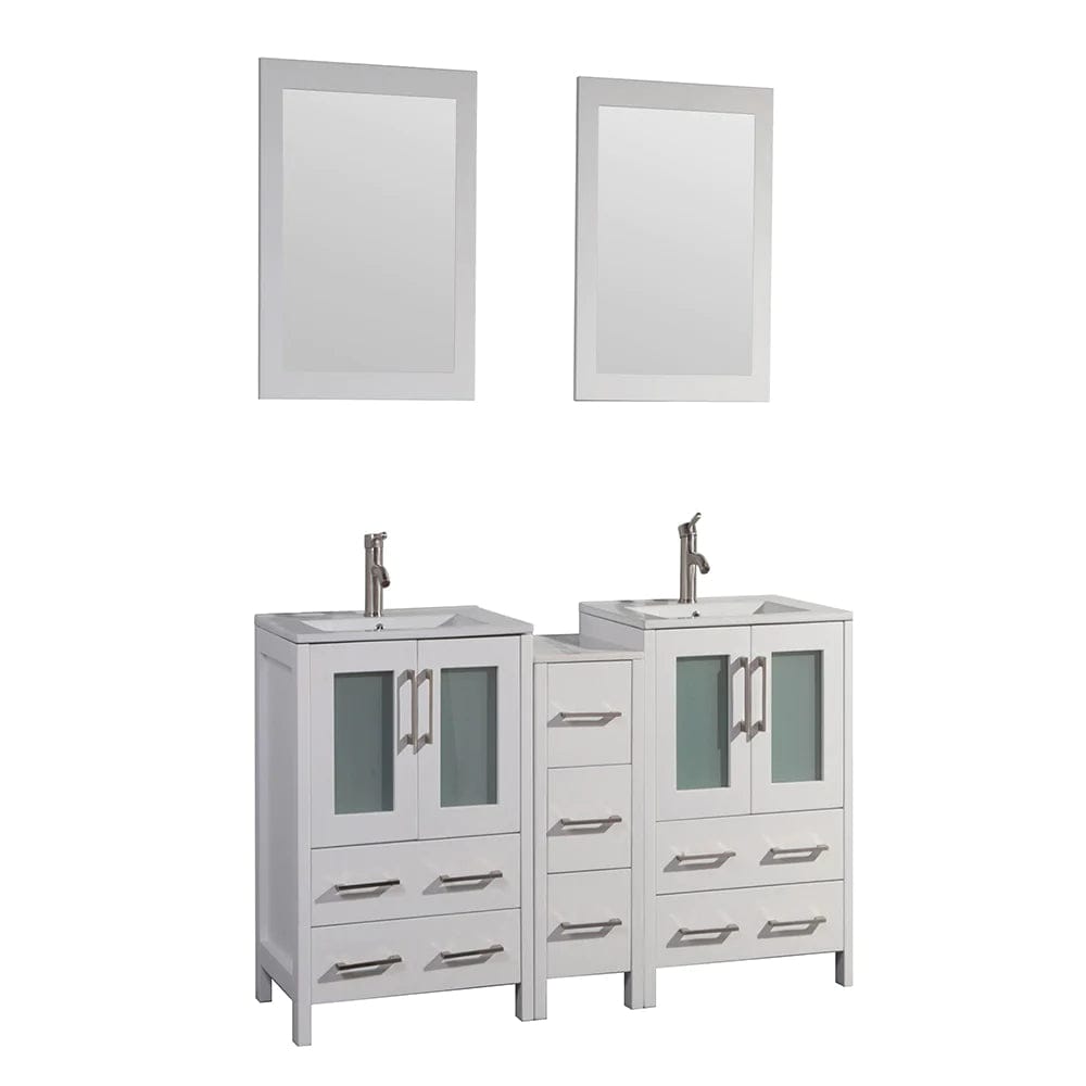 Ocean Royal 60 in. White Double Sink Vanity with 7 Drawers