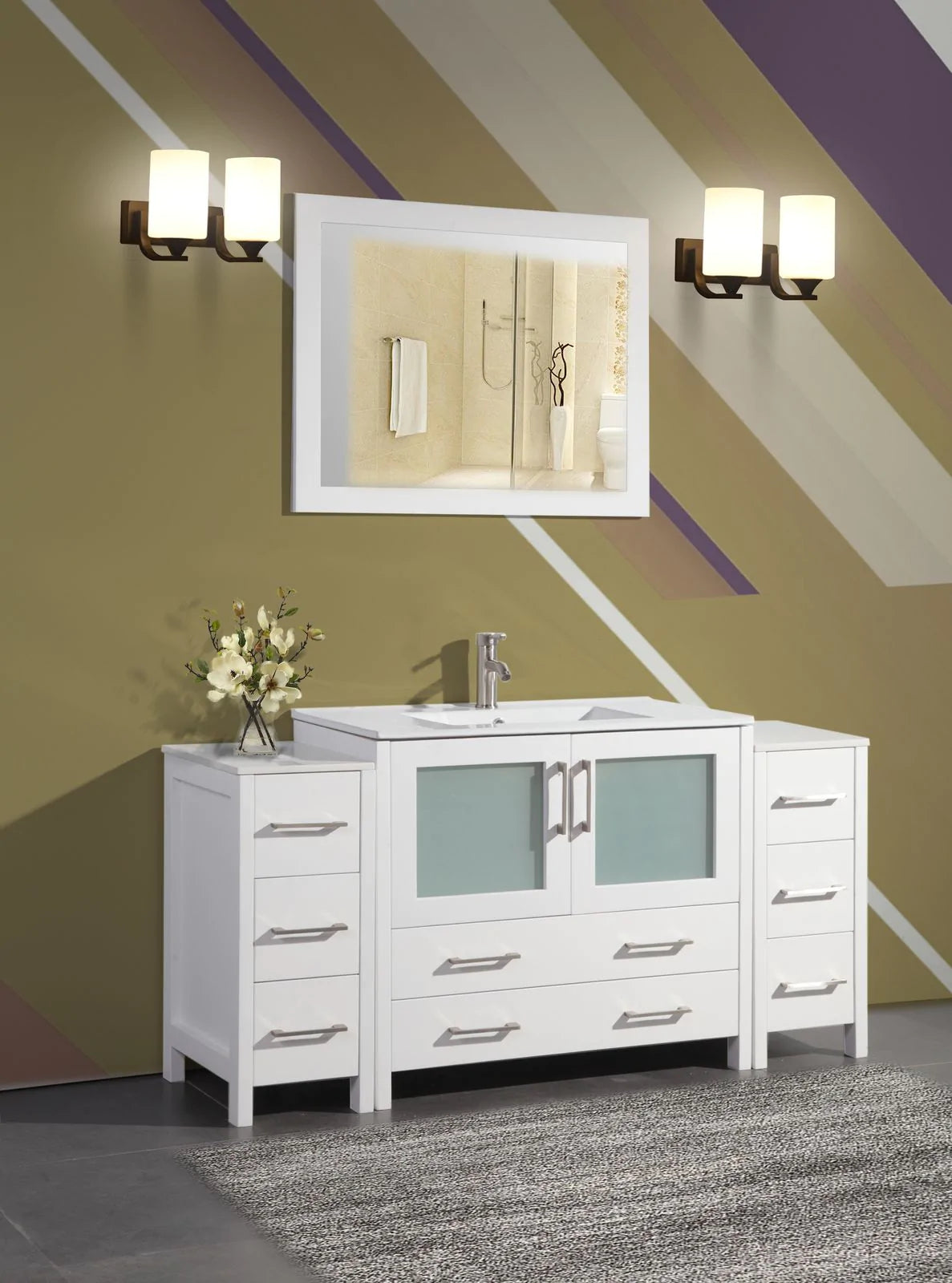 Ocean Royal 60 in. White Single Vanity Set with Mirror