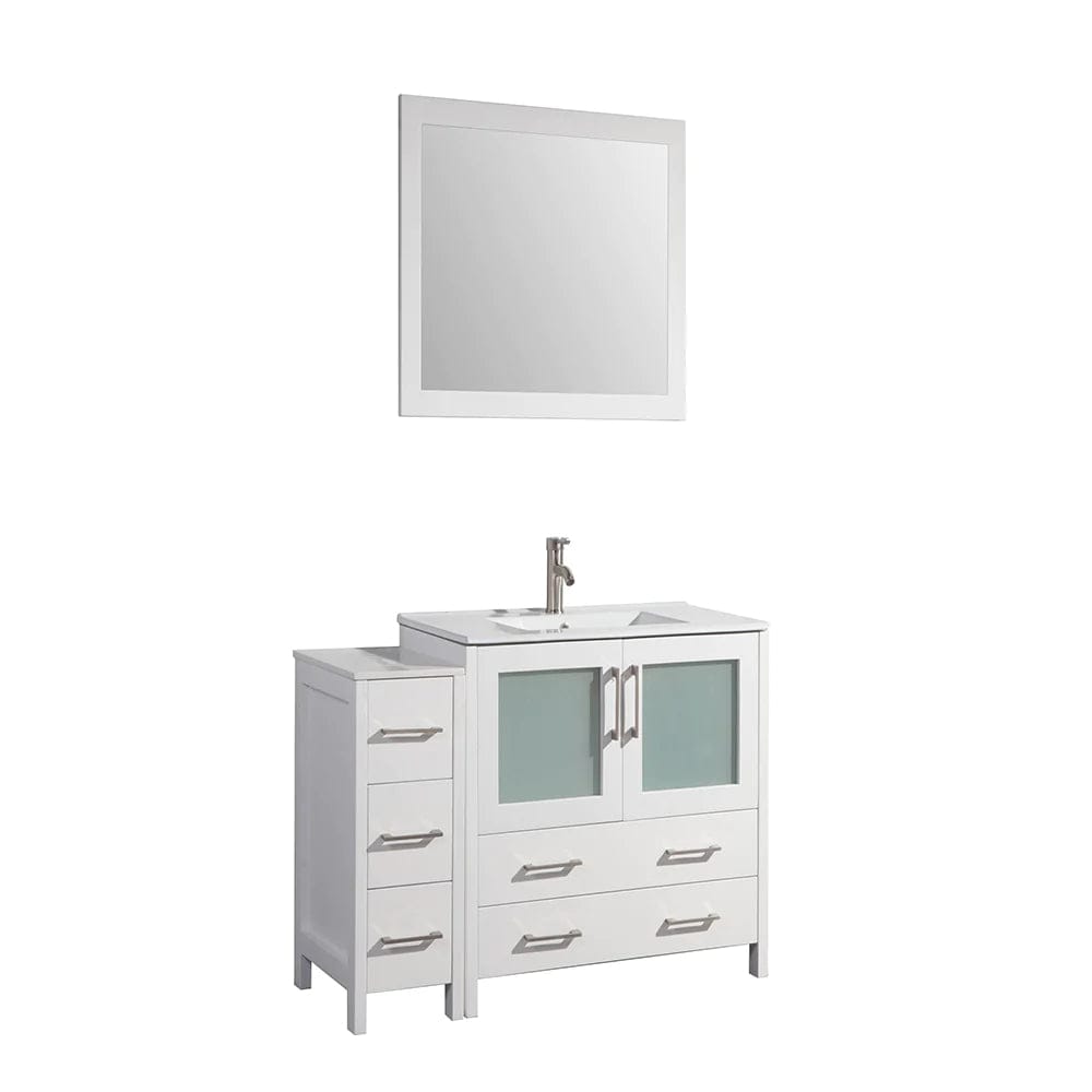 Conjunto de tocador de baño moderno compacto con lavabo individual de 60 pulgadas en blanco
