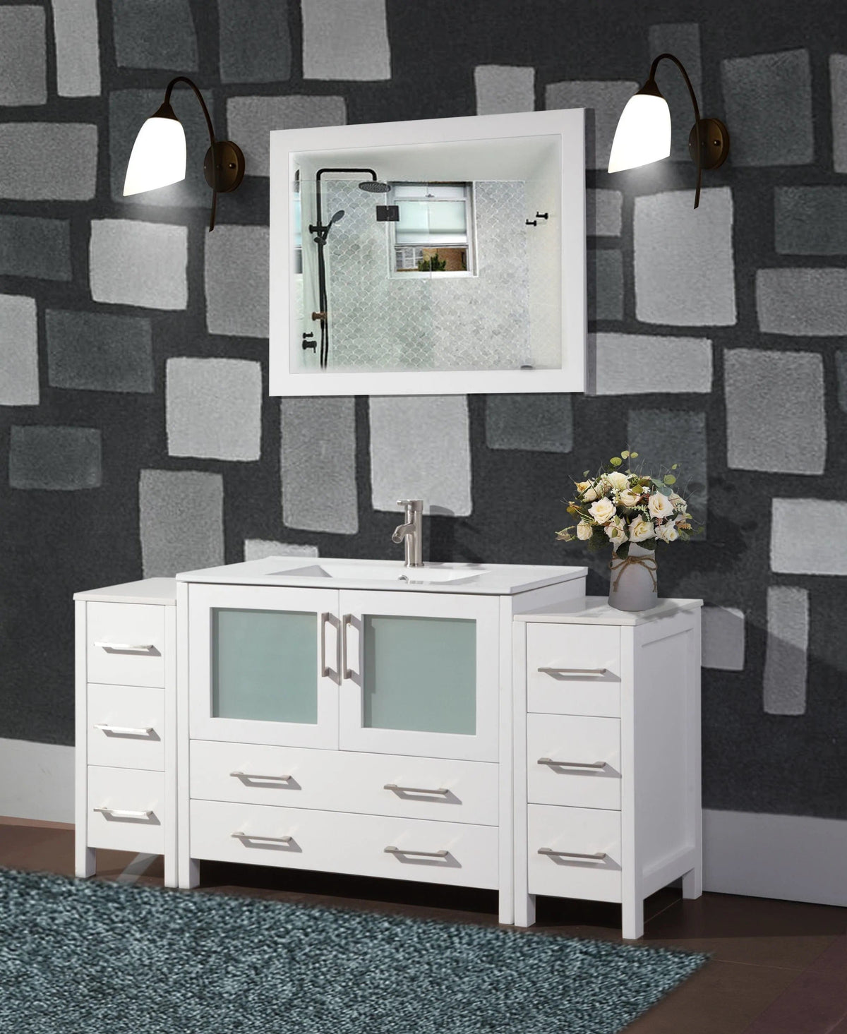 Ocean Royal 60 in. White Single Vanity Set with Mirror