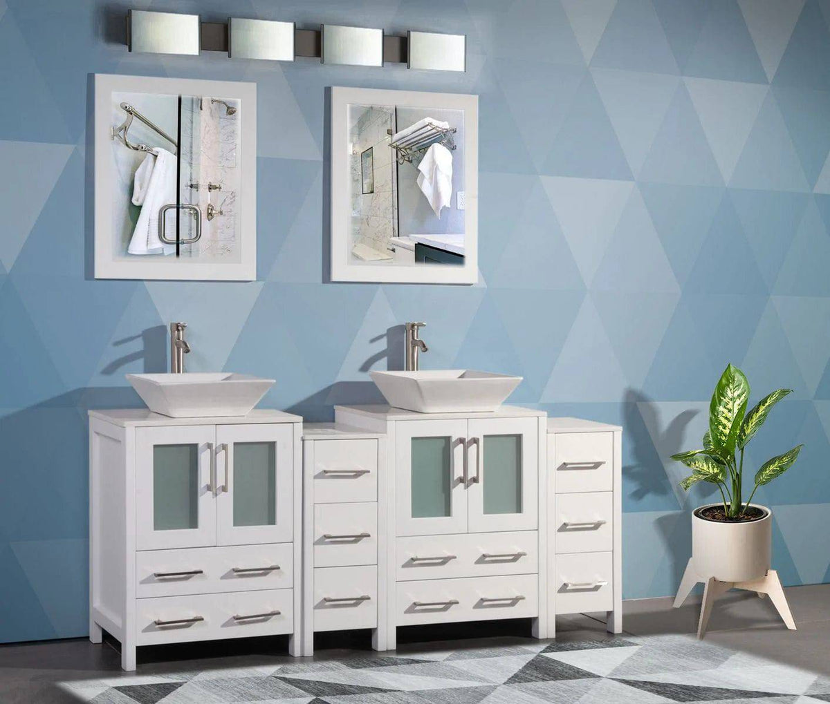 Ocean Royal 72 in. White Double Sink Vanity Set with 10 Drawers
