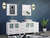84 in. Double Sink Bathroom Vanity Combo Set in White - Decohub Home