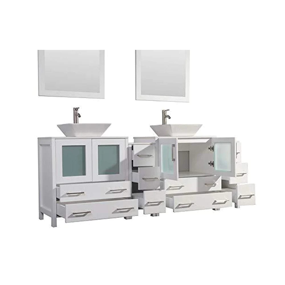Ocean Royal 84 in. White Double Sink Vanity Set with 13 Drawers