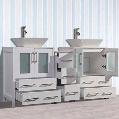 84 in. Double Sink Bathroom Vanity Combo Set in White - Decohub Home